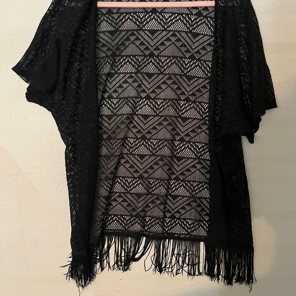 Boho fringe sheer cardigan